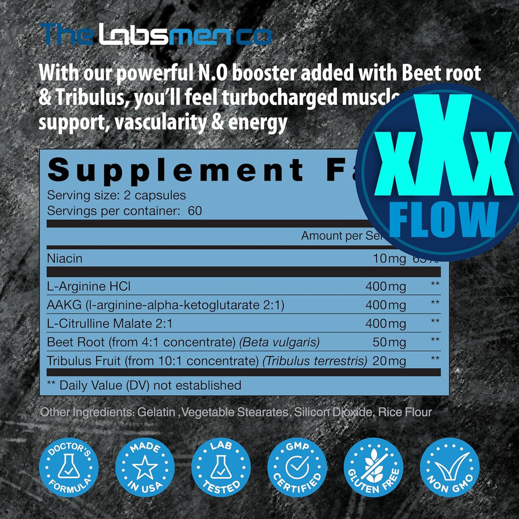 XXX Flow – Nitric Oxide Booster for Harder Erections (2-Month Supply 120 Capsules)